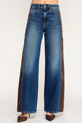 Kai High Rise Wide Leg Cord Stripe Baja