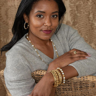 Berry Gem Hinged Bangle MOP