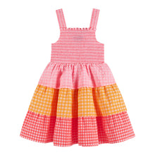 Load image into Gallery viewer, Gingham Three-Tier Dress | Multicolor Neon
