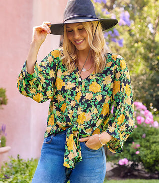 Sun Dazed Front Tie Blouse
