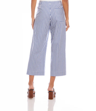 Stripe Cropped Wide Leg Pants Blue With Off White