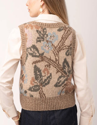 Noella Jacquard Vest Japonica Floral Cream