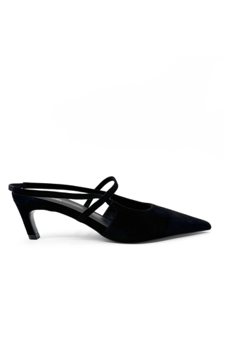 Connie Slingblack Suede Heel Black