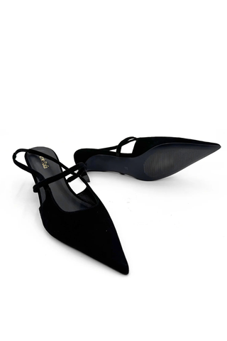 Connie Slingblack Suede Heel Black