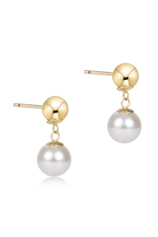 Classic 10mm Ball Drop Stud Pearl Earrings