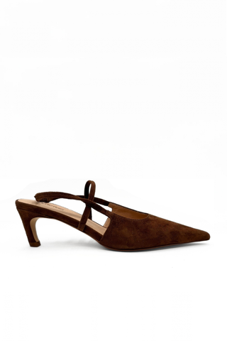 Connie Slingback Suede Heel Brown