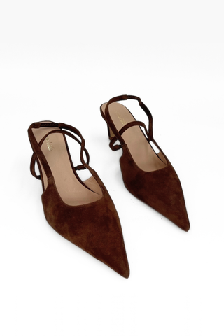 Connie Slingback Suede Heel Brown