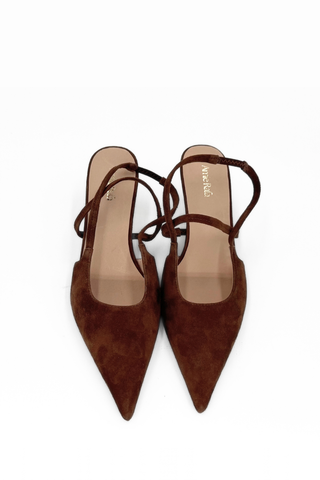 Connie Slingback Suede Heel Brown