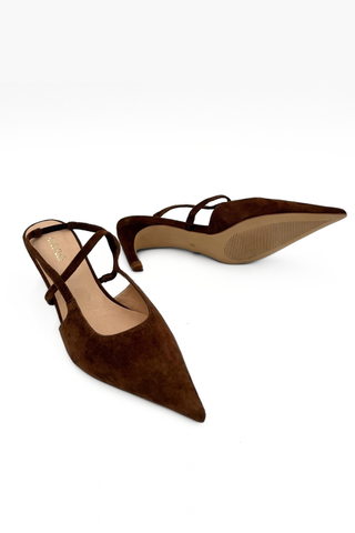 Connie Slingback Suede Heel Brown