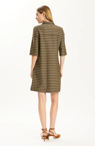 Casey Knit Horizontal Herringbone Dress Demi/Cam/Ivory
