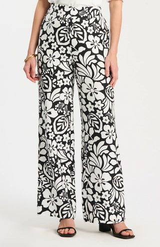 Gianna Linen Floral Pant Black/White