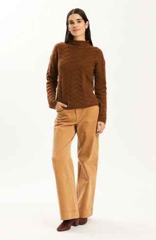 Gracie Cashmere Basketweave Sweater Bison