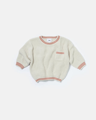 Boxy Sweater Chunky Tennis Ecru Terracotta