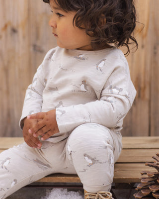 Long Sleeve Tee and Pant Set Skiing Penguins