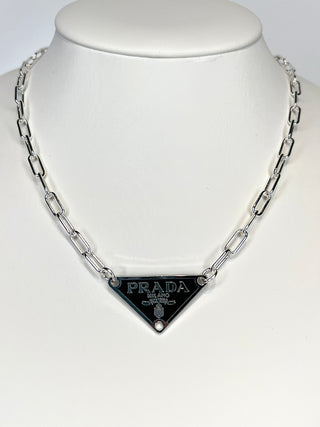 Prada Black And Silver Chain Necklace