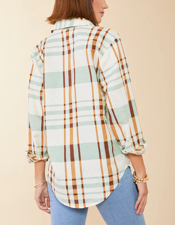 Aida Buttonfront Shirt Kalalanta Plaid Cream