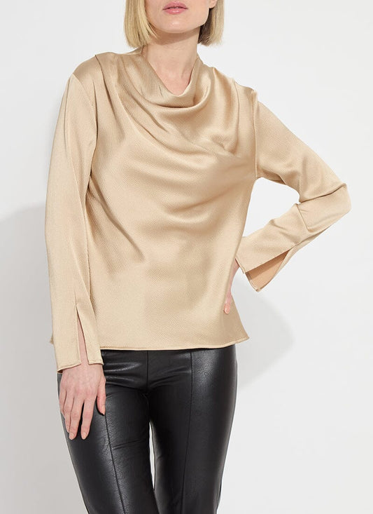 High Cowl Neck Blouse Light Nutshell