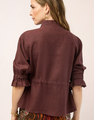 Margot Linen Jacket Deep Mahogany