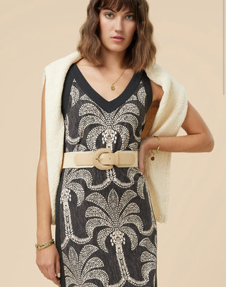 Marissa Midi Dress Bridge Street Palms Black