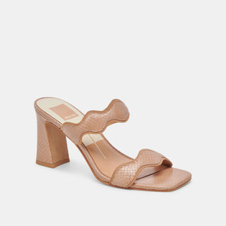 Ilva Toffee Embossed Leather Heel