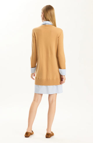 Logan Cashmere Twofer Dress Iced Coffee