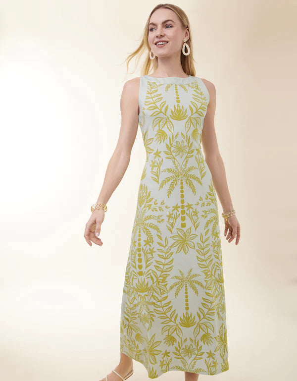 Madolyn Midi Dress Enclave Palm Floral Seafoam