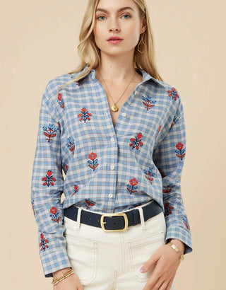 Aida Buttonfront Shirt Serpentine Embroidered Check