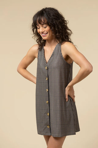 Dorothy Dress Black/Beige Gingham