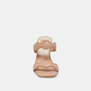 Ilva Toffee Embossed Leather Heel