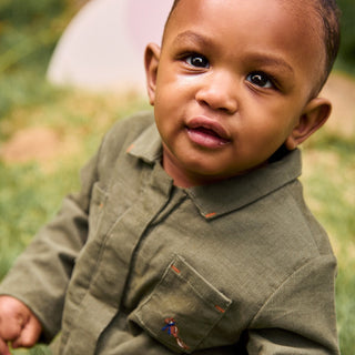 Magnetic Corduroy Romper Olive