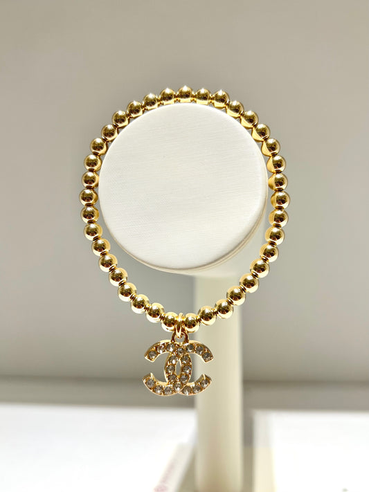 Chanel Gold Rhinestone Beaded Bracelet