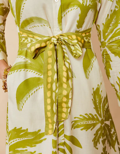 Marianne Shirt Dress Southern Resort Palms Green