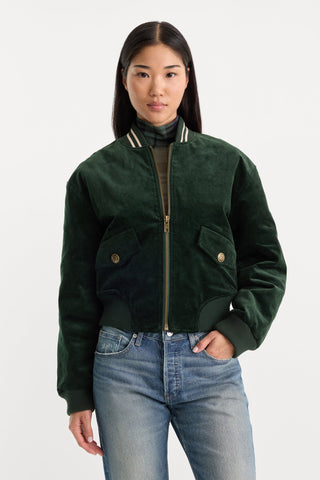 Cord Varsity Jacket Forest Green