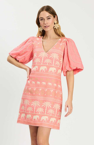 Lexi Linen Tropical Dress Shell Pink