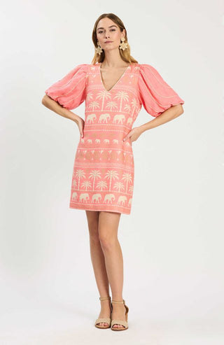 Lexi Linen Tropical Dress Shell Pink