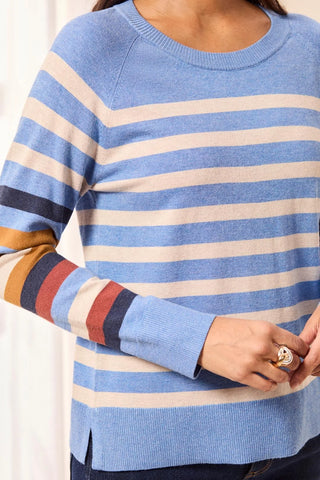 Long Sleeve Crew Neck Stripe Sweater Stellar
