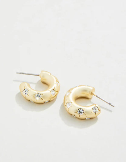 Chubby Hoop Earrings Crystal