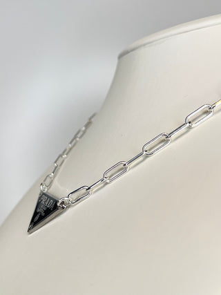Prada Black And Silver Chain Necklace