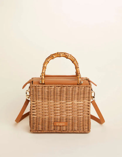 Bamboo Rattan Satchel Nutmeg