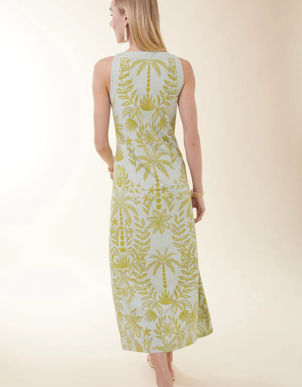 Madolyn Midi Dress Enclave Palm Floral Seafoam