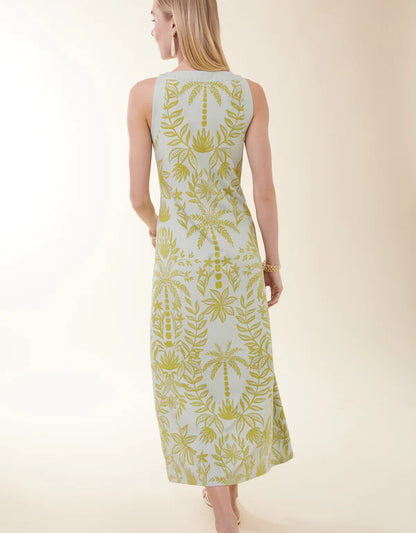 Madolyn Midi Dress Enclave Palm Floral Seafoam