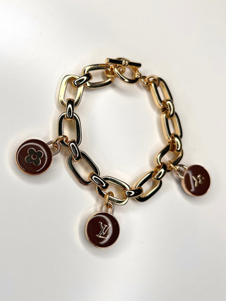 Louis Vuitton Brown Charm Gold Toggle Bracelet