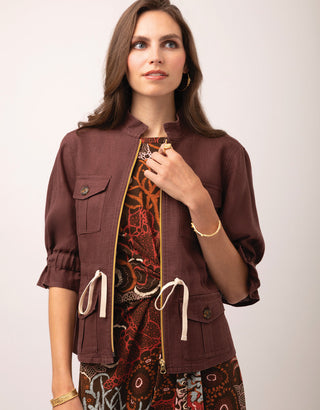 Margot Linen Jacket Deep Mahogany