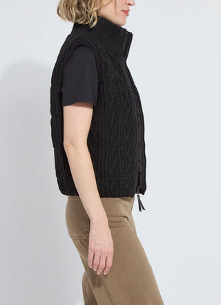 Prudence Reversible Puffer Sweater Vest Black