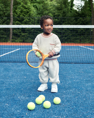 Boxy Sweater Chunky Tennis Ecru Terracotta