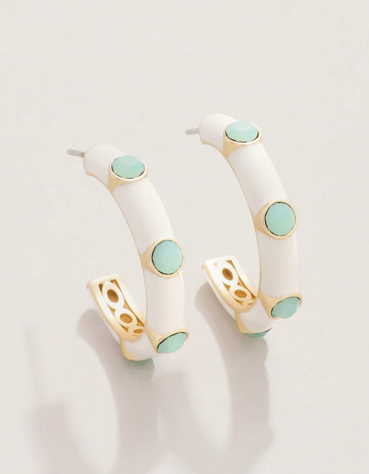 Clara Gem Hoop Earrings 25mm Sea Foam/Cream