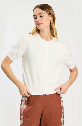 Kit Cotton Blend Cardigan White