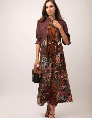 Margot Linen Jacket Deep Mahogany