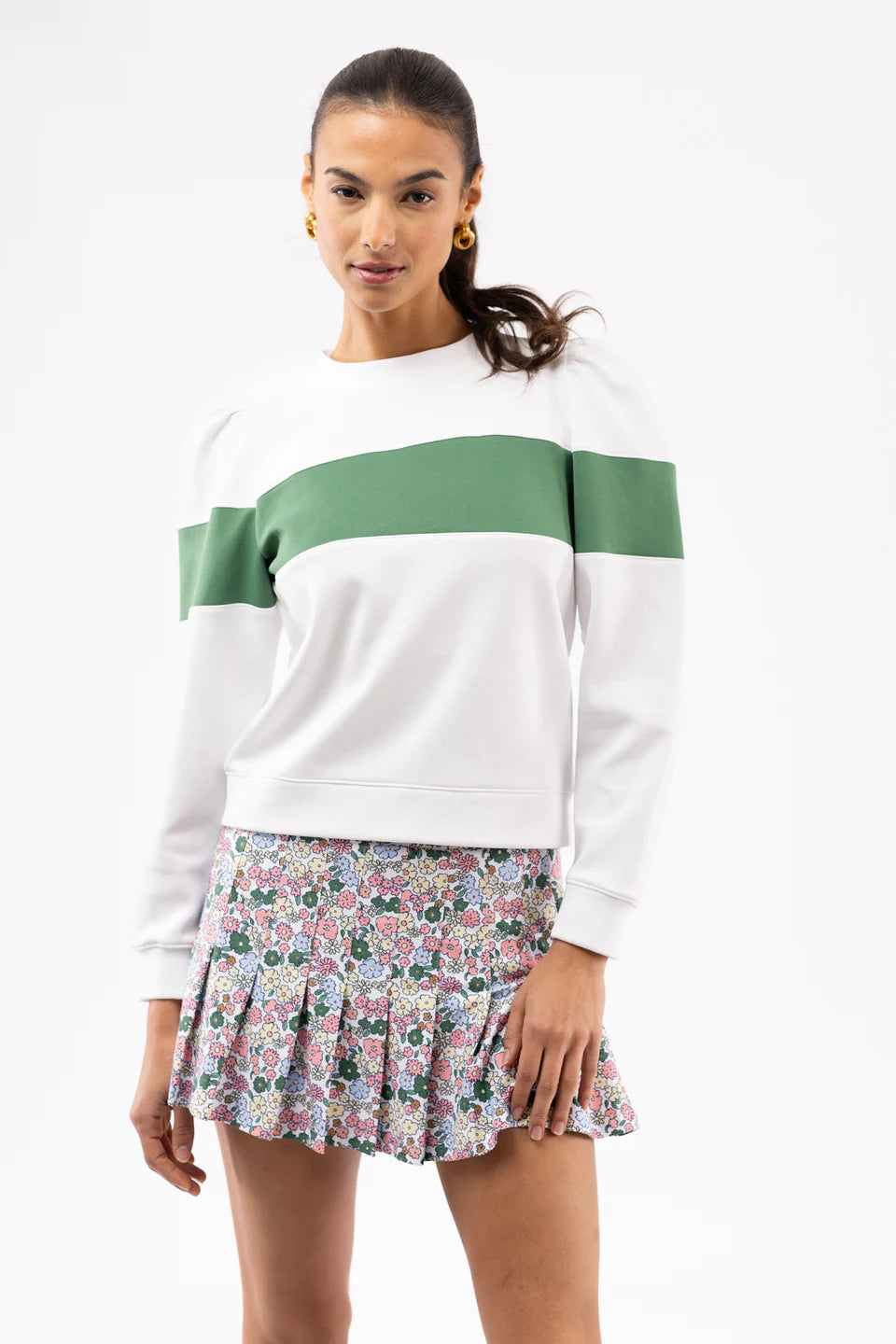 Peggy Stripe Sweatshirt White/Boxwood