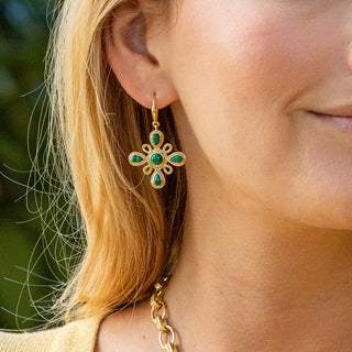 Monique Gem Dangle Earrings-Malachite